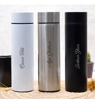 İsme Özel Dijital Sıcaklık Göstergeli Süzgeçli Çelik Termos 450 Ml (Krom)