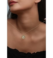 925 Ayar Gümüş Zirkon Taşlı Burç Kolye -GV8519 (Altın)