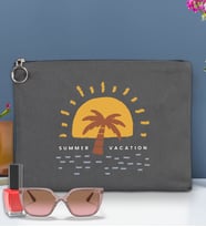 BK Gİft Yaz Temalı-6 Astarlı Portföy Çanta 30x21cm(12 Renk Seçeneği), Baskılı El Çantası, Organizer Çanta (Antrasit)