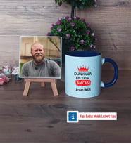 Amcaya Hediye Fotoğraflı Dekoratif Taş, Kupa Bardak Beyaz HediyeBabalar Günü Hediyesi (Model 3)