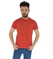 Erkek Sıfır Yaka Tişört Penye BGL-ST02799 (Kiremit)