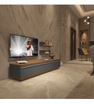 Decoraktiv Eko 4B Mdf Std Tv Ünitesi Tv Sehpası - Parlak Beyaz (Antrasit - Ceviz)