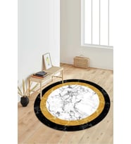 Dijital Baskılı Kaymaz Taban Yıkanabilir Yuvarlak Salon Halısı Koridor Halısı Paspas NDY-HT-806 (Sarı)