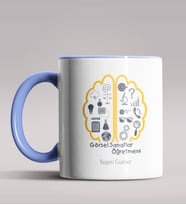 Kişiye Özel Görsel Sanatlar Öğretmeni Tema Siyah Renk Kupa  (Mavi)