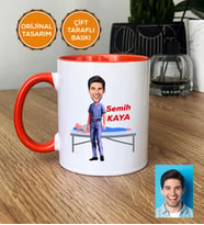 Kişiye Özel Karikatürlü Fizyoterapist Hediye Kupa Bardak Erkek Fizyoterapiste Tıp Bayramı Hediyesi (Turuncu)