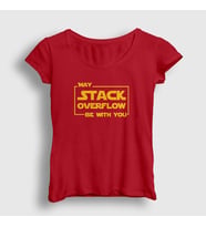 Presmono Kadın Haki Stack Overflow Developer Yazılımcı T-Shirt 340789tt (Kırmızı)