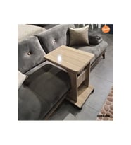 Tekerlekli Mdf C Yan Sehpa Koltuk Yanı Sehpa Salon Sehpa Ofis Sehpa Laptop Sehpası  (Sütlü Kahve)