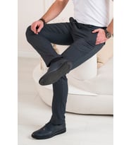 ECER BELİ İPLİKLİ REGULAR FİT DESENLİ ERKEK KUMAŞ PANTOLON (Lacivert)