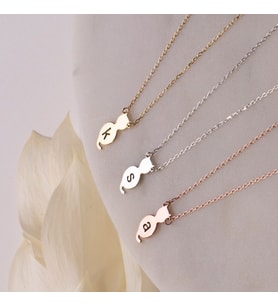Kişiye Özel 925 Ayar Gümüş Kedi Harf Kolye (Rose)