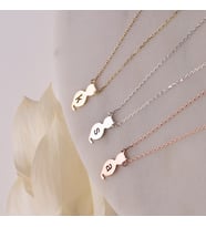 Kişiye Özel 925 Ayar Gümüş Kedi Harf Kolye (Rose)