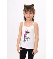 Toontoy Kız Çocuk Deniz Kızı Baskılı Pul İşlemeli Atlet (Ekru)