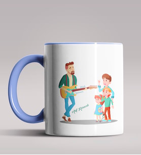 Kişiye Özel Müzik Öğretmeni Tasarımlı Siyah Renk Kupa Bardak 2 (Mavi)