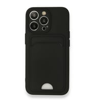 IPHONE 13 PRO UYUMLU KELVİN KARTVİZİTLİ SİLİKON TELEFON KILIFI (Siyah)