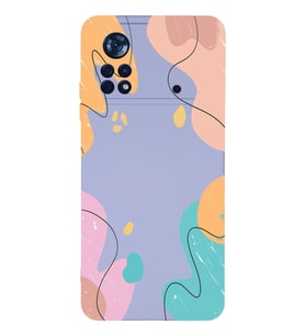 PrintiFy Xiaomi Poco X4 Pro Uyumlu Lansman Kılıf Karışık Renkler Tasarımlı İçi Kadife Kapak (Lila)