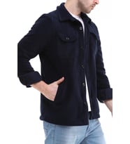 Ghassy Co. Erkek Oduncu Düğmeli Çift Cepli Ekose Polar Outdoor Gömlek Ceket  (Lacivert)