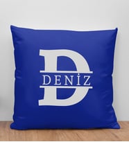 BK Gift Kişiye Özel Harfli Premium Kumaş Yastık Kılıfı-1 (SADECE YASTIK KILIFI), Ev Dekorasyonu, 5 Farklı Renk Seçeneği (Saks Mavisi)