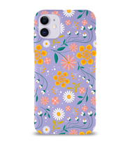 PrintiFy Apple iPhone 11 ile Uyumlu Lansman Kılıf Çiçek Tasarımlı İçi Kadife Kapak (Lila)