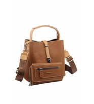 Just Polo Kilit Detaylı Kadın Kartlık ve Omuz Çanta Kombini PBU4002-1006 (Taba)
