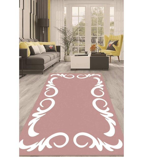 Dijital Kaymaz Taban Yıkanabilir Modern Renkli Salon Halısı Mutfak Halısı Yolluk ND-HT-866 (Pembe)