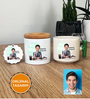 Kişiye Özel Karikatürlü Patron Hediye Seti T Kupa, Kalemlik, Anahtarlık Big Boss Patrona Doğum Günü Hediyesi (Yeşil)