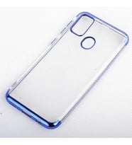 Galaxy M30S Kılıf İnce Köşeleri Renkli Şeffaf Silikon (Mavi)