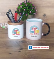 Doğum Günü Hediyesi Kalemlik, Kupa Bardak T Kişiye Özel Hediye (Model 3)