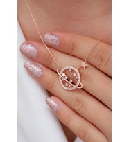 925 Ayar Gümüş Yıldızlı Gezegen Kolye (Rose)