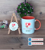 Anneye Doğum Günü Hediyesi Kupa Bardak Kırmızı ve Ahşap Anahtarlık Hediye (Model 12)