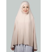 Hazır Türban Peçeli Pratik Eşarp Tesettür Nikaplı Hijab - Namaz Örtüsü Sufle (5XL) (Bej)