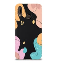 PrintiFy Huawei P 20 Lite Uyumlu Lansman Kılıf Karışık Renkler Tasarımlı İçi Kadife Kapak (Siyah)