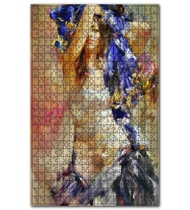 Cakapuzzle Beyaz Lacivert Elbisesiyle Çingene Kızı Puzzle Yapboz MDF (Ahşap) (255 Parça)
