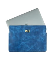 Twingold Kişiye Özel %100 Deri Rainbow 16" Macbook Kılıfı Antrasit (Saks Mavisi)