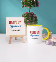 Rehber Öğretmeni Kupa Bardak Lacivert Dekoratif Taş Baskı (Model 4)
