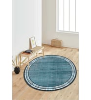 Dijital Baskılı Kaymaz Taban Yıkanabilir Yuvarlak Salon Halısı Koridor Halısı Paspas NDY-HY-1244 (Mavi)