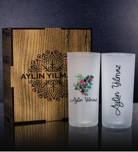 eJOYA Kişiye Özel Kutusunda 2'li Rakı Bardağı Hediye Seti 107182 (Mavi)