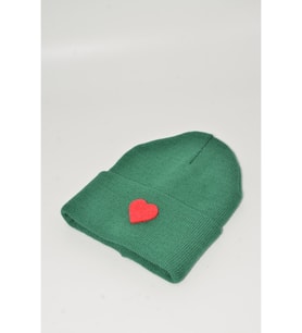 Moxxo Sevgililer Günü Özel Koleksiyonu Kırmızı Kalp Figürlü Krem/Beyaz Renk Unisex Erkek/Kadın Bere (Açık Yeşil)