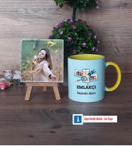 Emlakçı Fotoğraflı Dekoratif Taş, Kupa Bardak Beyaz Hediye (Model 7)