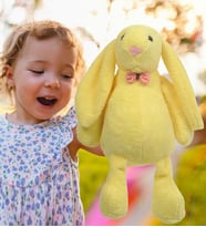 LED IŞIKLI, Papyonlu Uyku Arkadaşım Uzun Kulak Bunny Peluş Tavşan 65 cm - Pelüş Tavşan Arkadaşım (Sarı)