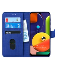 Microsonic Samsung Galaxy A50s Kılıf Fabric Book Wallet (Lacivert)