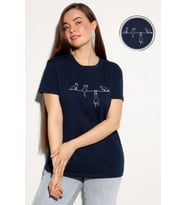 Unisex Kedi Baskılı Oversize Tshirt (Lacivert)