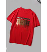 Unisex Leopar Kalp Baskılı Oversize T-shirt (Kırmızı)