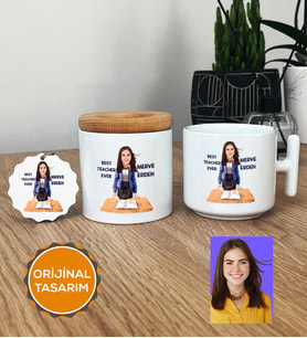 Kişiye Özel Karikatürlü Sınıf Öğretmeni Hediye Seti T Kupa, Kalemlik, Anahtarlık Kadın Sınıf Öğretmenine Öğretmenler Günü Hediyesi (Beyaz)