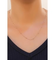 Toplu Bayan Gümüş Zincir Kolye 60 cm 3 Renk wsn212u (Pembe)