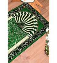 EVDEYA Dijital Baskılı Yıkanabilir Camii Motifli Hediyelik Namazlık Seccade 70x130cm, Seccade-34-gri, (Yeşil)