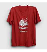 Presmono Unisex Sarı Skull Call Of Duty T-Shirt 27104tt (Kırmızı)