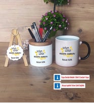 Doğum Günü Hediyesi Hediye Sepeti Kalemlik, Kupa Bardak Sihirli, Ahşap Anahtarlık Hediye (Model 1)