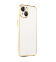 Apple iPhone 14 Plus Kılıf Zore Bark Kenarları Altın Renk Kılıf (Beyaz)