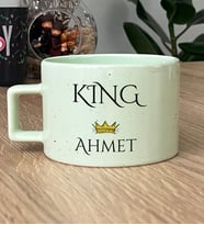 Kişiye Özel King Hediye Pastel Fincan Sevgiliye Hediye (Yeşil)