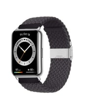 Sneezy Huawei Watch Fit 2 İle Uyumlu Metal Klips Solo Fiberlink Örgü Kordon (Füme)