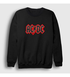 Presmono Unisex Beyaz Red Black AC/DC Sweatshirt 6634tt (Siyah)
